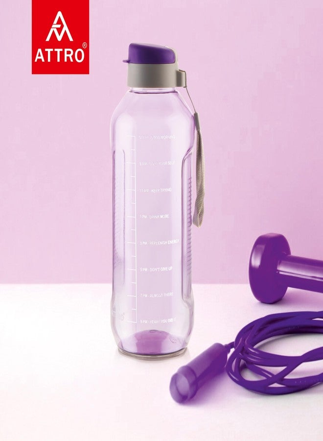 ATTRO Ultra Pro Motivational 1.5-Liter BPA-Free Water Bottle with Leak-Proof Flip-Top Cap, Nylon Strap and Stylish Color for Daily Hydration- Violet - Image 2